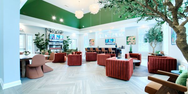 Clubhouse Lobby at Orange Summit Apartment and Townhomes for rent in Lewis Center, OH